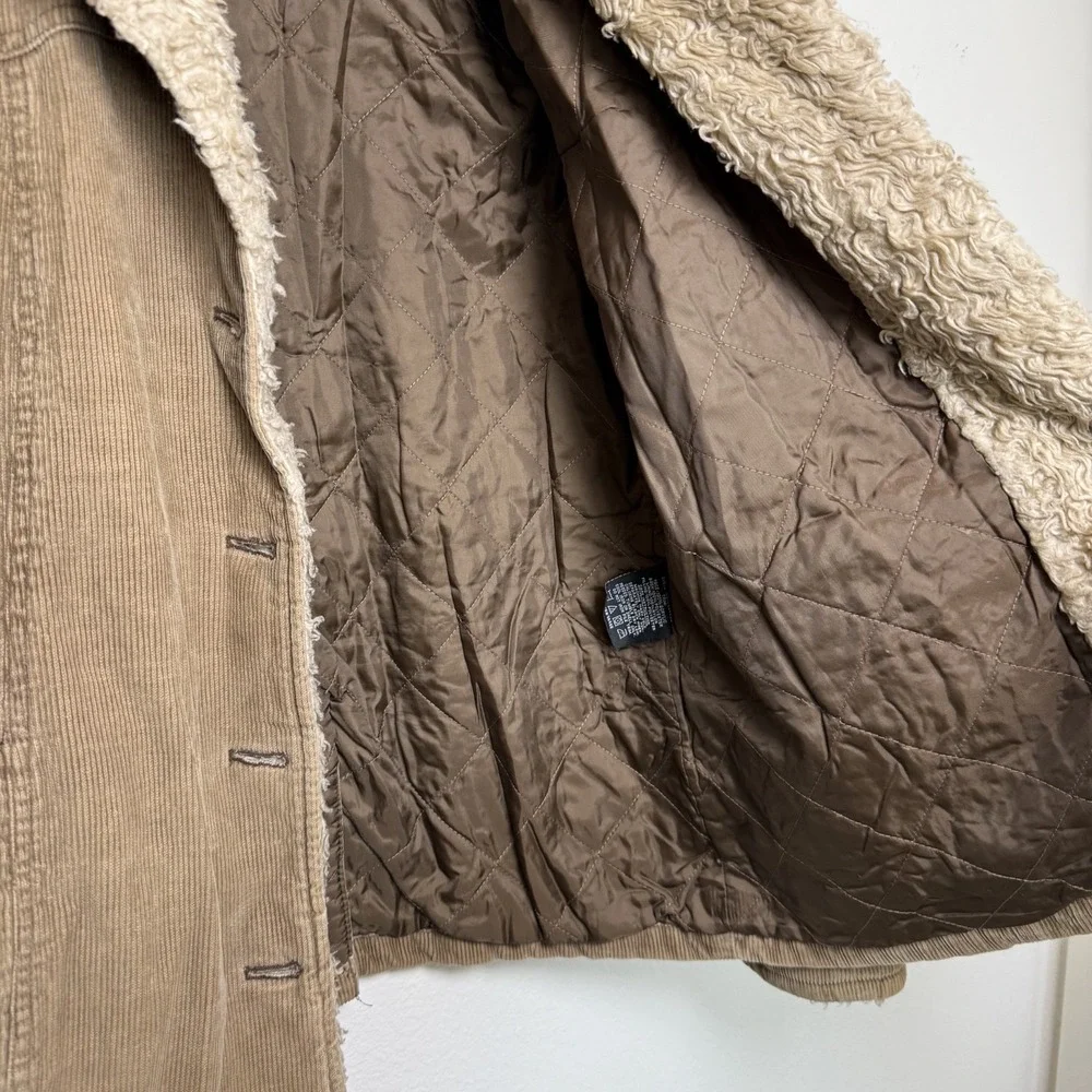 VTG 90s y2k Braetan Women Sherpa‎ Lined Corduroy Jacket Large Brown Western Boho